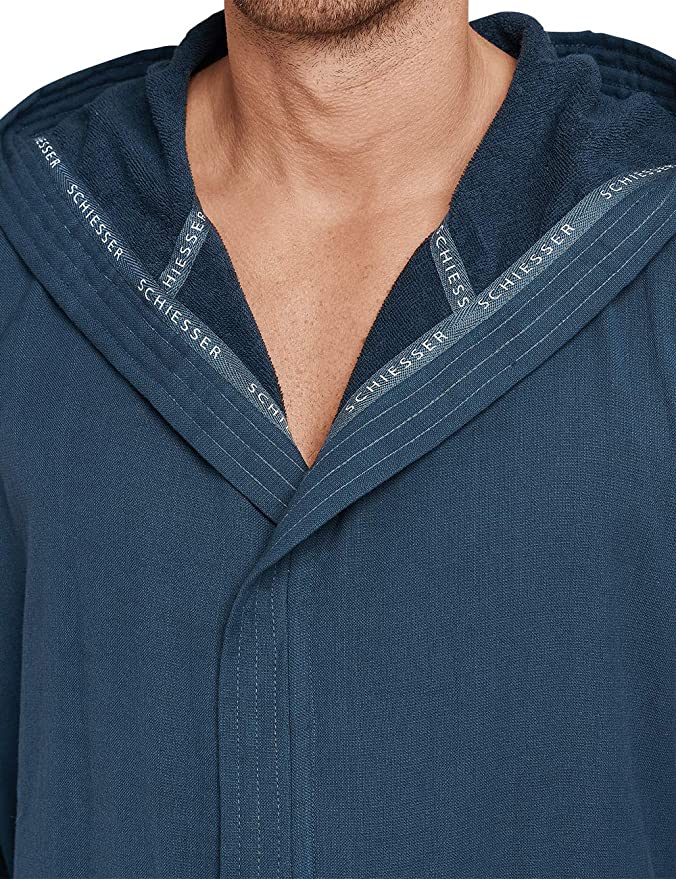 Schiesser Accappatoio Uomo – Blu, Maniche Lunghe, Materiale Resistente, Comfort E Qualità - 5