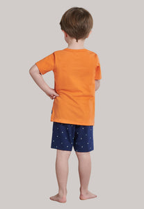 Kurzer Schlafanzug "Orange Maus" - Kind